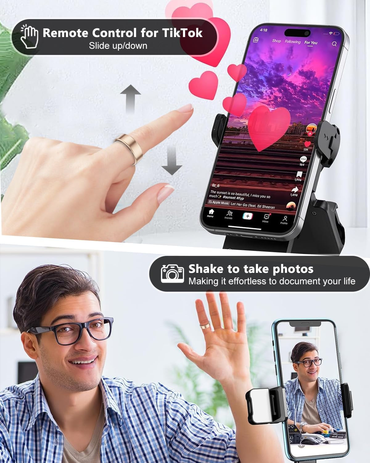 2025 Upgrade Smart Ring Health Tracker for Men Women - IP68 Waterproof Fitness Ring with Sleep Tracker/Heart Rate/Blood Oxygen/Steps/Distance/Calories,Air Shutter,Charging Case up to 7-Day, Silver #10