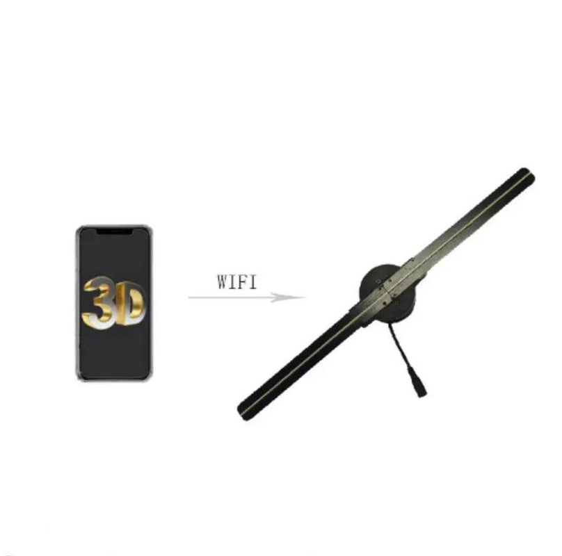 3D Hologram Display Fan - Two Blades, 42Cm, User-Friendly Mobile App Control, Compact Design, Elegant Aluminum Construction, LED Lights - Aesthetic
