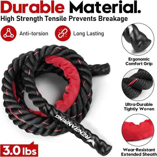 Ultimate Weighted Jump Rope for Men & Women - 3Lb, 4Lb, 5Lb Heavy Skipping Rope for Strength, Muscle Building & Home Gym Workouts