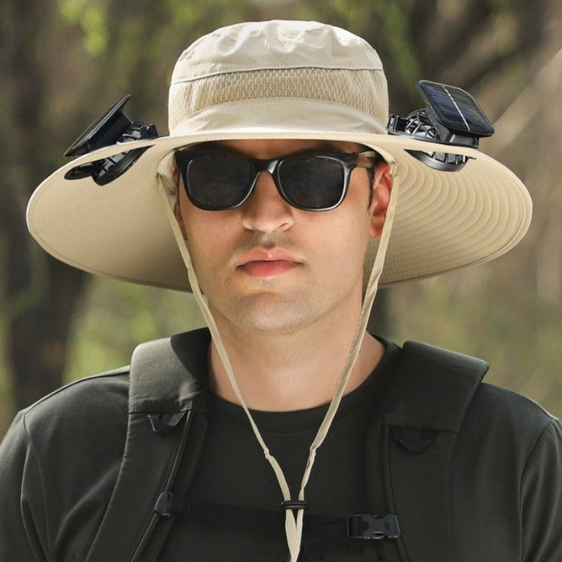 Outdoor Solar Rechargeable Wide Brim Fan Hat