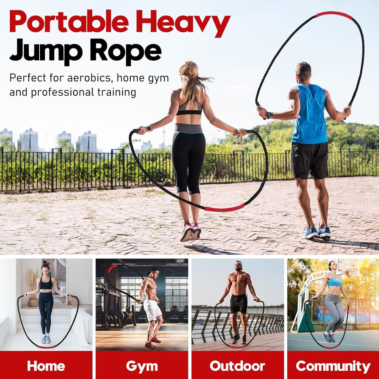 Ultimate Weighted Jump Rope for Men & Women - 3Lb, 4Lb, 5Lb Heavy Skipping Rope for Strength, Muscle Building & Home Gym Workouts