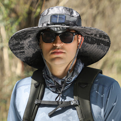 Outdoor Solar Rechargeable Wide Brim Fan Hat