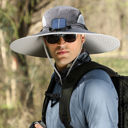 Outdoor Solar Rechargeable Wide Brim Fan Hat