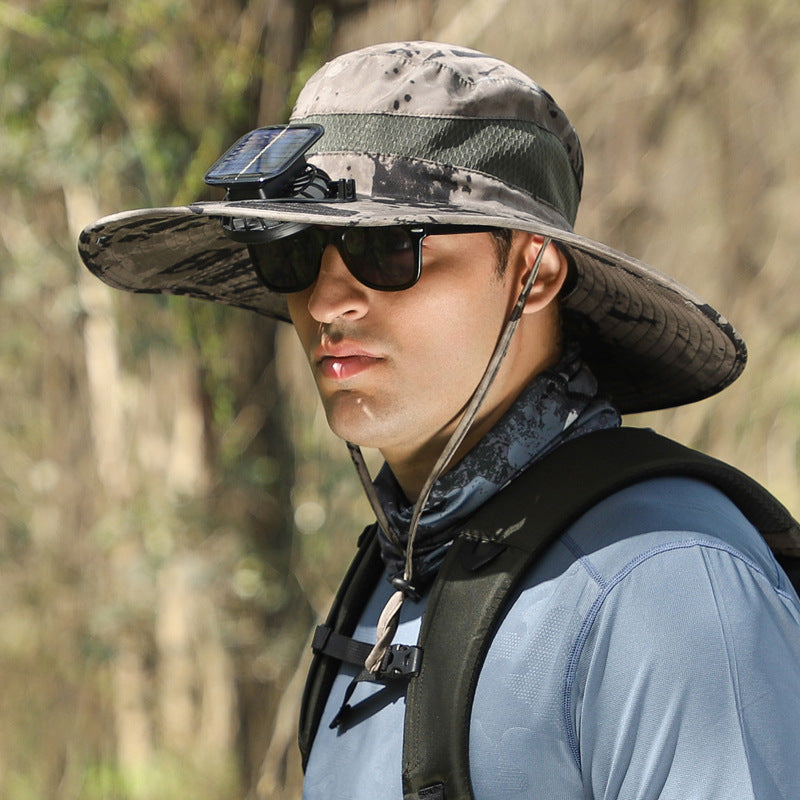 Outdoor Solar Rechargeable Wide Brim Fan Hat
